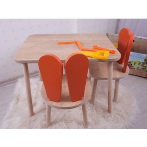 Kid's Table Set Bunny One Chair Set - Orange, Brown obraz