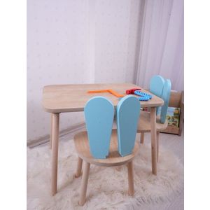 Kid's Table Set Bunny One Chair Set - Baby Blue, Brown obraz