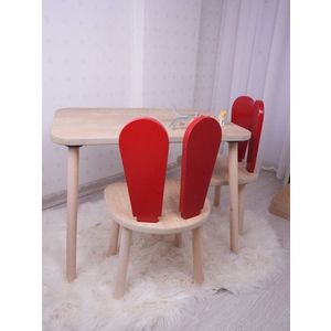 Kid's Table Set Bunny One Chair Set - Red, Brown obraz