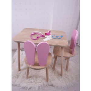Kid's Table Set Bunny One Chair Set - Pink, Brown obraz