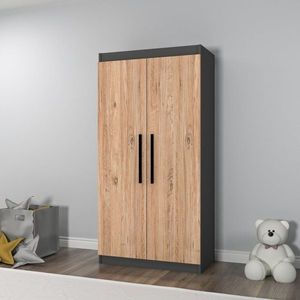 Šatní skříň Akser - Atlantic Pine, Anthracite obraz