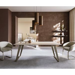 Jídelní stůl Edge 200x100 keramika Laminam® Travertino Bianco obraz