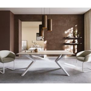 Jídelní stůl Edge 200x100 keramika Laminam® Travertino Bianco obraz