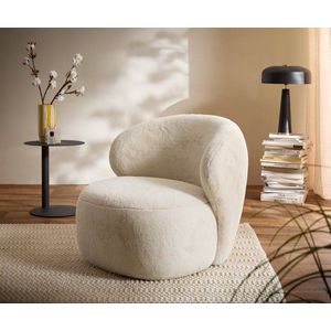 Křeslo Pulo 80x80 cm plyšový manšestr krémová bílá obraz