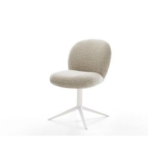 Jídelní židle Nube-Flex látka Měkký béžová křížová podnož bílá obraz