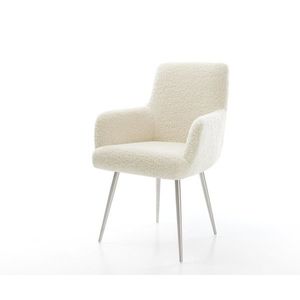 Jídelní židle Heira-Flex s područkami plyšový manšestr béžová 4 obraz