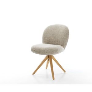 Jídelní židle Nube-Flex látka Měkký béžová dřevěná podnož obraz