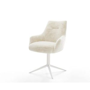 Jídelní židle Alja-Flex s područkami plyšový manšestr krémová obraz