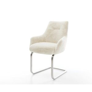 Jídelní židle Alja-Flex s područkami plyšový manšestr krémová obraz