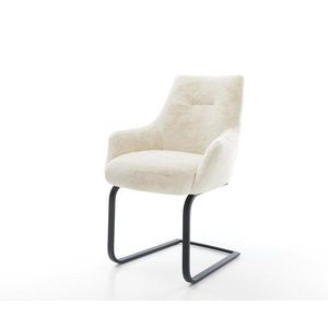 Jídelní židle Alja-Flex s područkami plyšový krémovo-bílý obraz