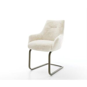 Jídelní židle Alja-Flex s područkami plyšový manšestr krémová obraz