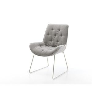 Jídelní židle Taimi-Flex látka Měkký šedá tenká podnož nerezová obraz