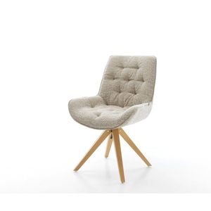 Jídelní židle Taimi-Flex látka Měkký béžová dřevěná podnož obraz