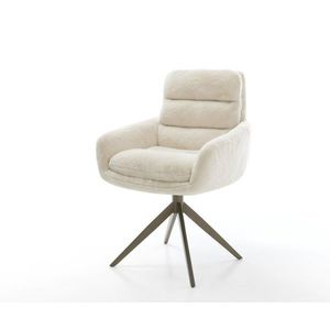 Jídelní židle Abelia-Flex s područkami plyšový manšestr krémová obraz