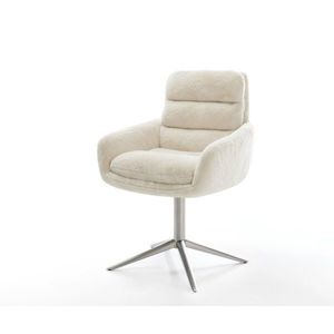 Jídelní židle Abelia-Flex s područkami plyšový manšestr krémová obraz