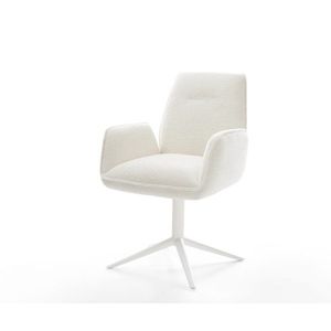 Jídelní židle Zoa-Flex bouclé měkký béžový podnož křížová bílá obraz