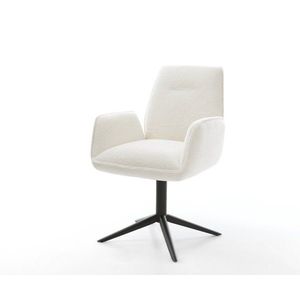 Jídelní židle Zoa-Flex bouclé měkký béžová černá křížová podnož obraz