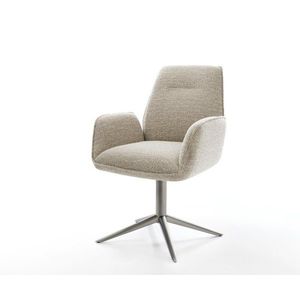 Jídelní židle Zoa-Flex látka Měkký béžová křížová podnož grafit obraz