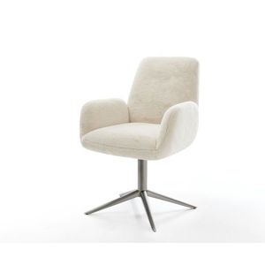 Jídelní židle Zoa-Flex plyšový manšestr krémová bílá podnož obraz