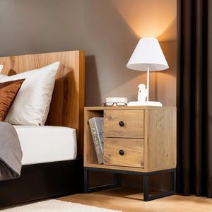 Noční stolek Glimmer - Atlantic Pine, Black obraz