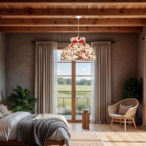 Závěsná lampa ROZANO bílá 1x40W E27 květinové stínidlo obraz