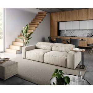 Velká pohovka Sirpio D 250x105 cm manšestr béžová s taburetem obraz