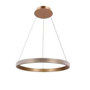ZÁVĚSNÁ LAMPA HASHIM 60 CM MATNÁ TMAVĚ ZLATÁ 34W LED KRYSTALY ČIŘÉ obraz