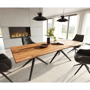 Jídelní stůl Edge 240x100 přírodní akácie podnož Estelar kulatá obraz