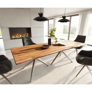 Jídelní stůl Edge 240x100 přírodní akácie podnož Estelar kulatá obraz