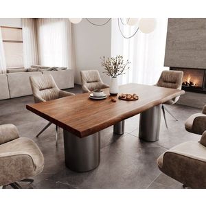 Jídelní stůl Edge 200x100 XL Akácie hnědá Troa Nerezová ocel obraz