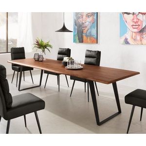 Jídelní stůl Edge 300x100 akácie hnědá kovová šikmá podnož obraz