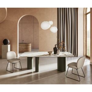 Jídelní stůl Edge oválný 240x120 cm keramika Calacatta Luxe obraz