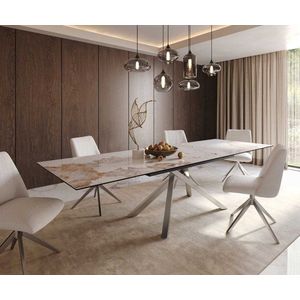 Jídelní stůl Edge 200-300x100 keramika minas melange bílo obraz