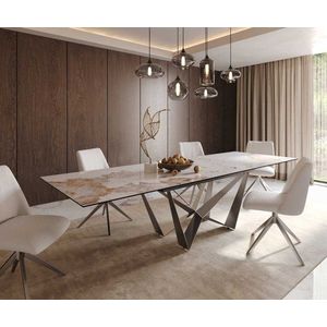 Jídelní stůl Edge 200-300x100 keramika Minas Melange bílo obraz