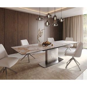 Jídelní stůl Edge 200-300x100 keramika minas melange bílo obraz