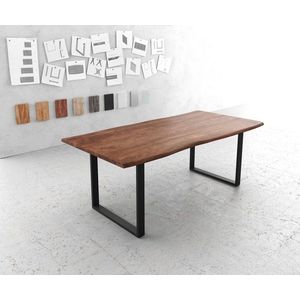 Jídelní stůl Edge 200x100 cm akácie hnědá kov černá obraz