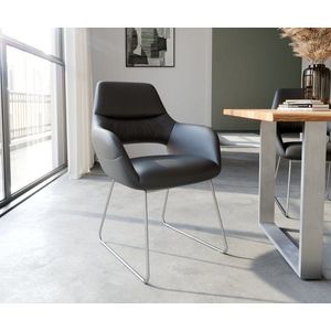 Jídelní židle Yago-Flex tenká podnož nerezová ocel pravá kůže obraz