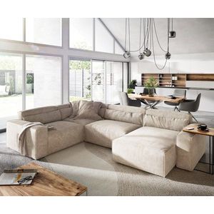 Pohovka ve tvaru "U" Sirpio D 330x240 cm manšestr béžová obraz