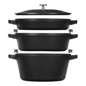Staub STAUB Cocotte set hrnců 3 ks + poklice, 24 cm, černá 1010886 obraz