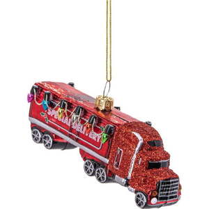 Skleněná ručně vyrobená vánoční ozdoba 4, 5 cm Red Truck – Sass & Belle obraz