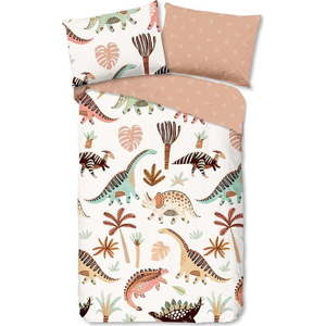 Hnědé/béžové bavlněné dětské povlečení na jednolůžko 140x200 cm Dino – Good Morning obraz