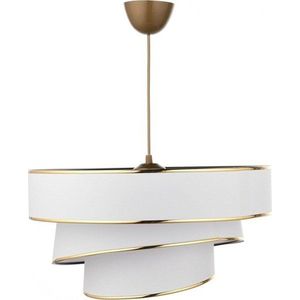 Závěsné svítidlo v bílo-zlaté barvě s textilním stínidlem ø 40 cm Couper – Opviq lights obraz