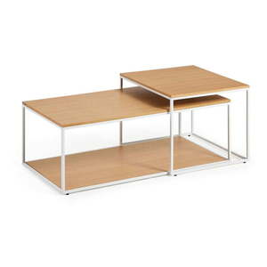 Konferenční stolky v sadě ve světle přírodní barvě 2 ks s deskou v dubovém dekoru 50x100 cm Yoana – Kave Home obraz