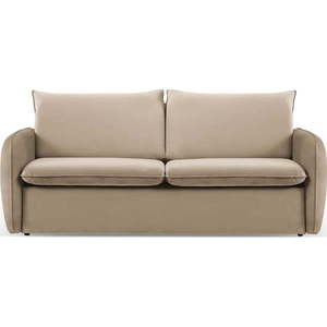 Béžová sametová rozkládací pohovka 214 cm Vienna – Cosmopolitan Design obraz