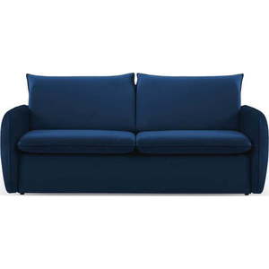 Tmavě modrá sametová rozkládací pohovka 194 cm Vienna – Cosmopolitan Design obraz