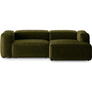 Zelená manšestrová rohová pohovka (pravý roh/s lenoškou) Bergamo – Cosmopolitan Design obraz