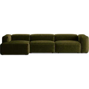 Zelená manšestrová rohová pohovka (levý roh/s lenoškou) Bergamo – Cosmopolitan Design obraz