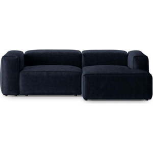 Tmavě modrá manšestrová rohová pohovka (pravý roh/s lenoškou) Bergamo – Cosmopolitan Design obraz