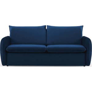 Tmavě modrá sametová rozkládací pohovka 214 cm Vienna – Cosmopolitan Design obraz