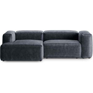 Šedomodrá manšestrová rohová pohovka (levý roh/s lenoškou) Bergamo – Cosmopolitan Design obraz